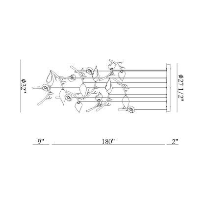 Matera LED Chandelier - line drawing.