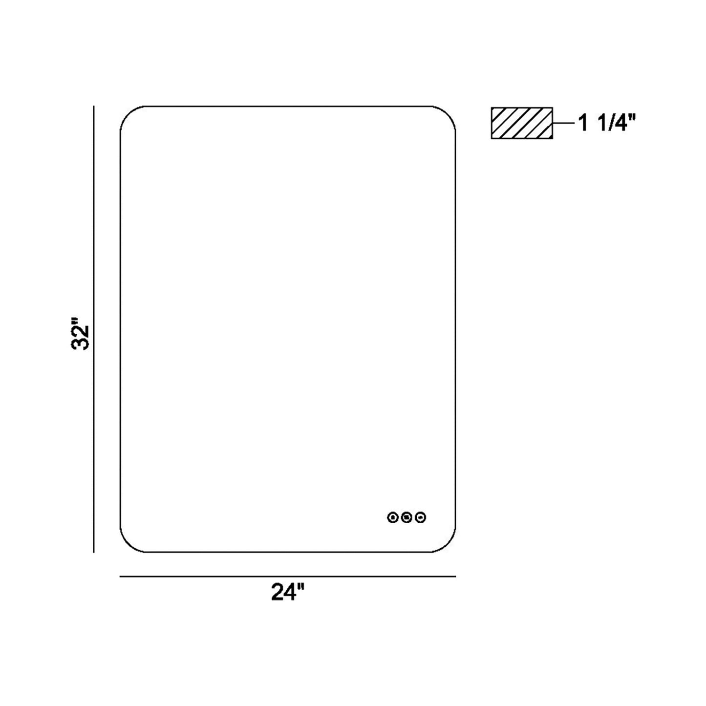 Miir Rectangle LED Wall Mirror - line drawing.