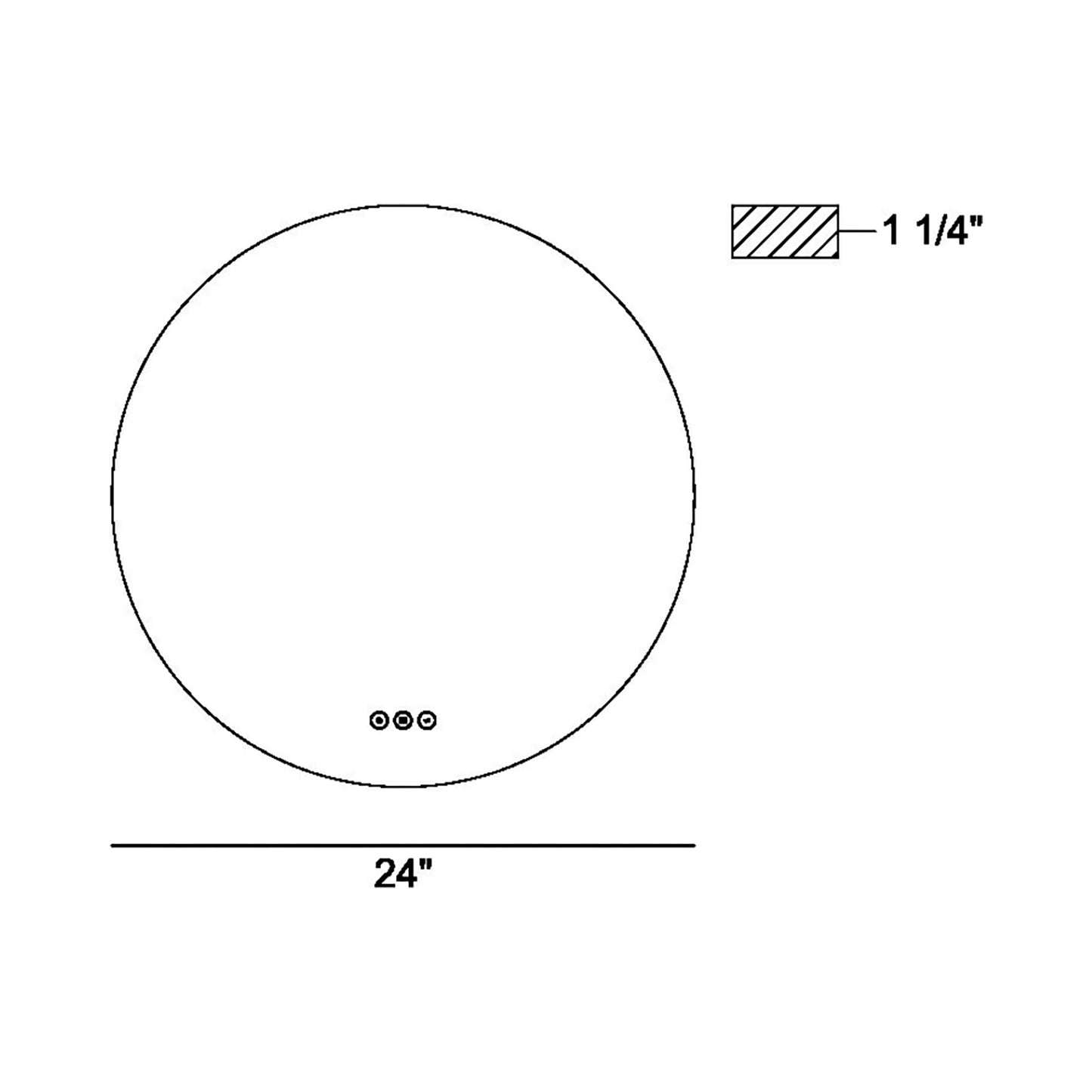 Miir Round LED Wall Mirror - line drawing.