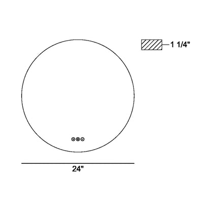Miir Round LED Wall Mirror - line drawing.