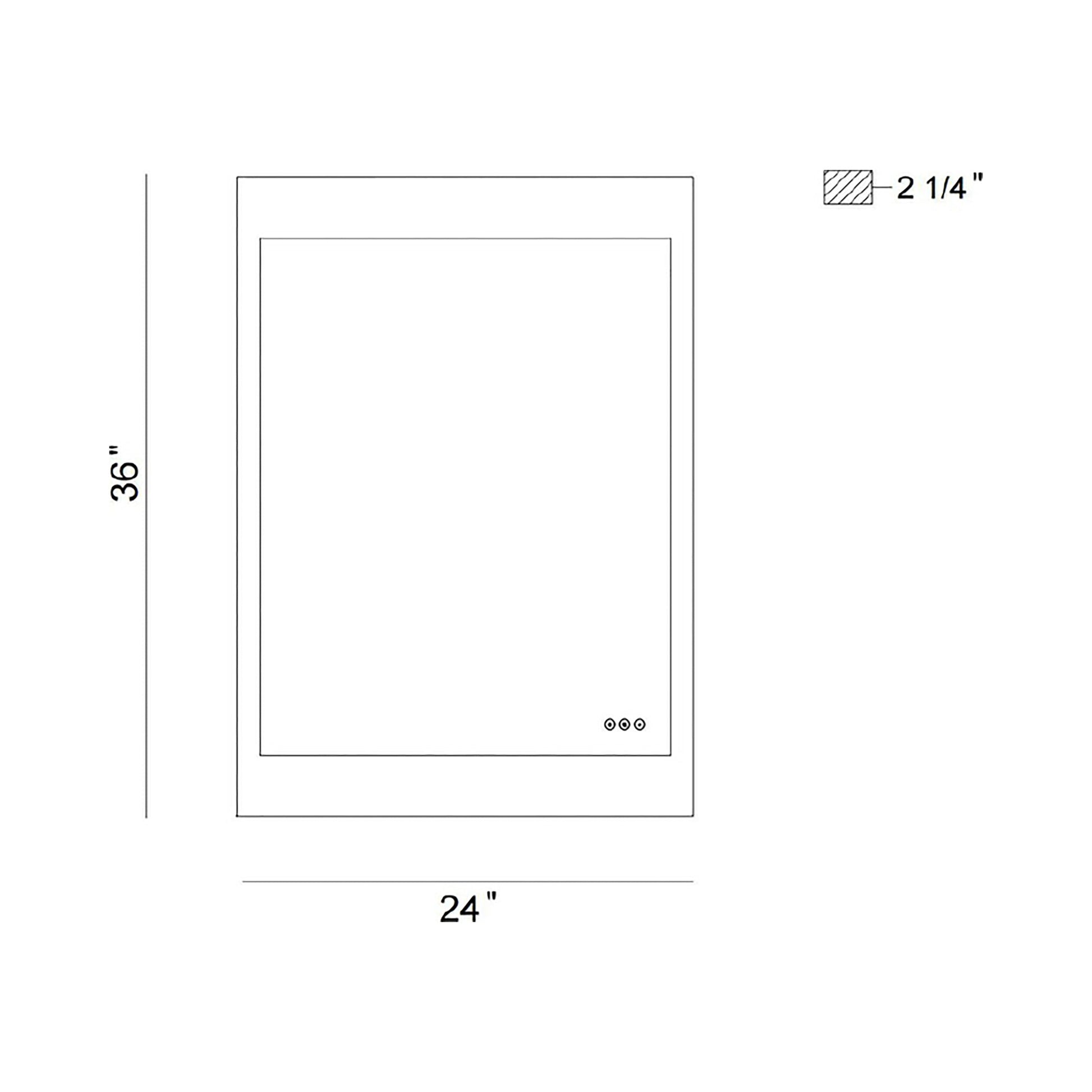 Mogano LED Wall Mirror - line drawing.