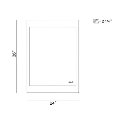 Mogano LED Wall Mirror - line drawing.