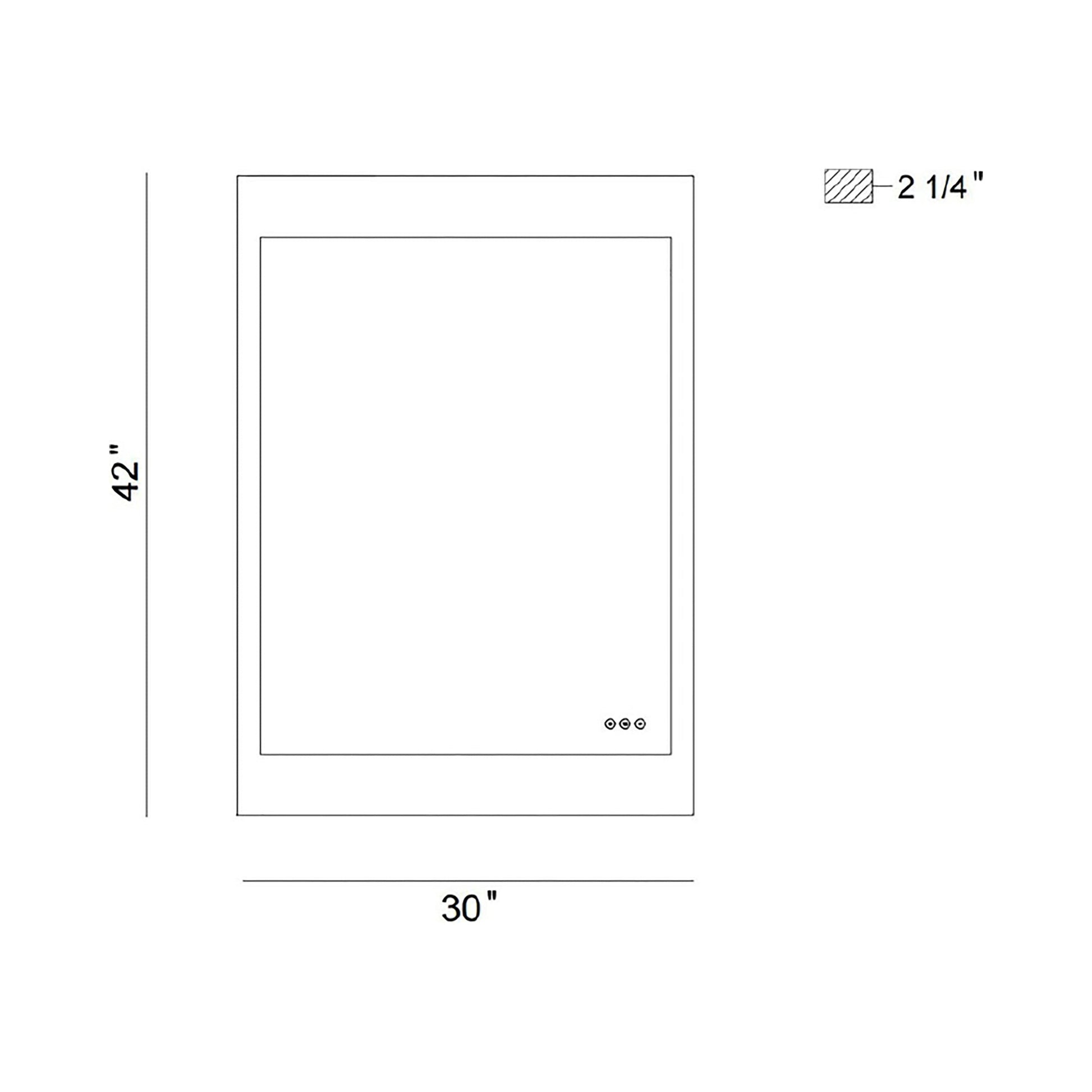 Mogano LED Wall Mirror - line drawing.