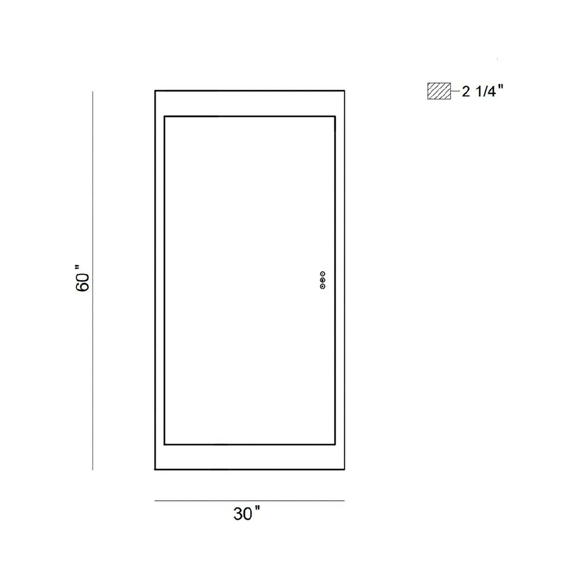 Mogano LED Wall Mirror - line drawing.
