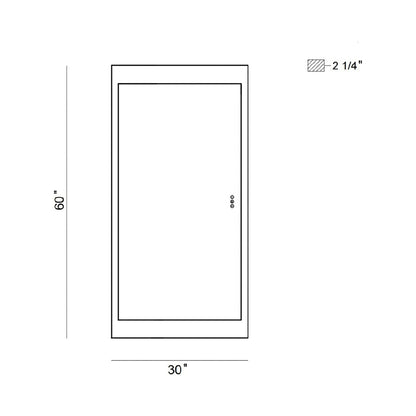 Mogano LED Wall Mirror - line drawing.