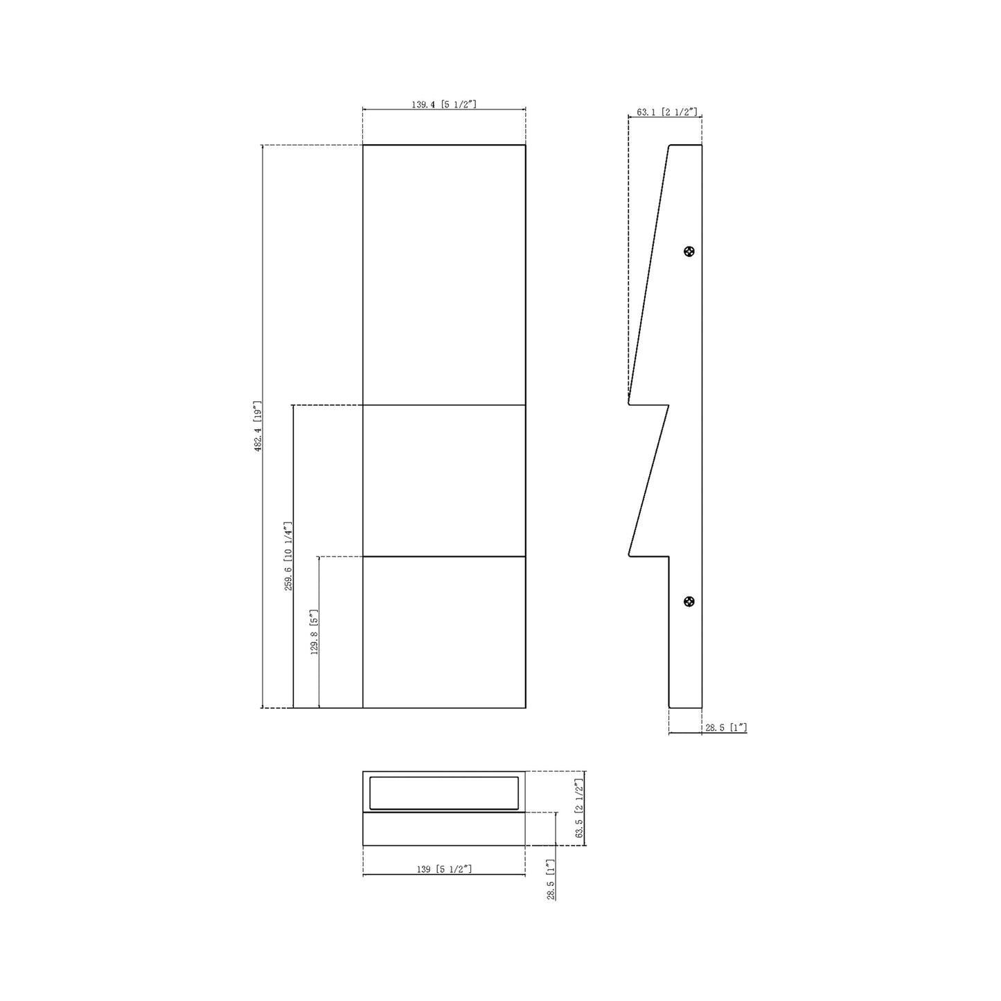 Nanton Outdoor LED Wall Light - line drawing.