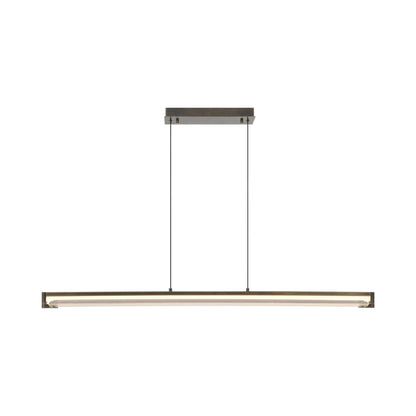 Neoness Geometric Linear LED Chandelier in Weathered Brass/Clear Glass.