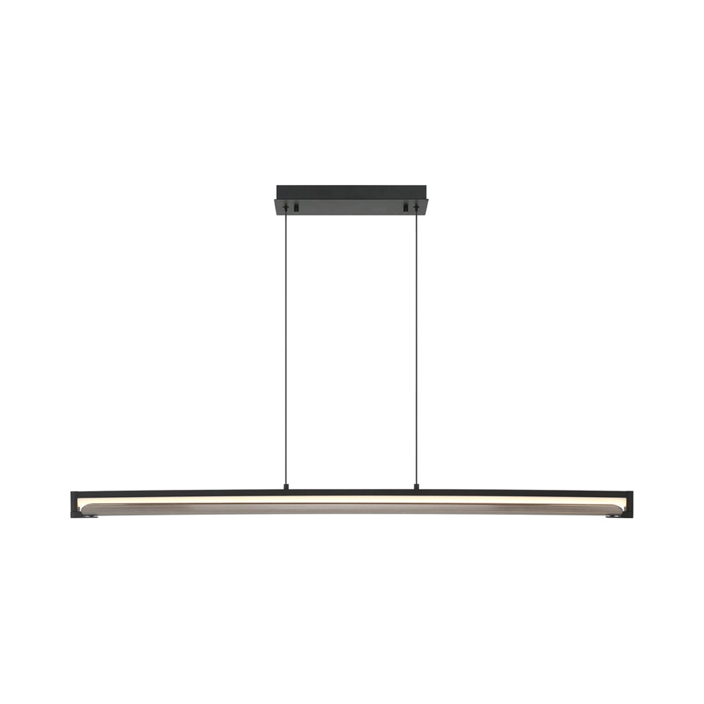 Neoness Geometric Linear LED Chandelier in Matte Black/Smoked Glass.