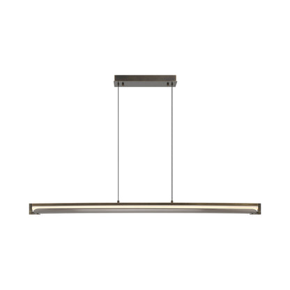 Neoness Geometric Linear LED Chandelier in Weathered Brass/Smoked Glass.