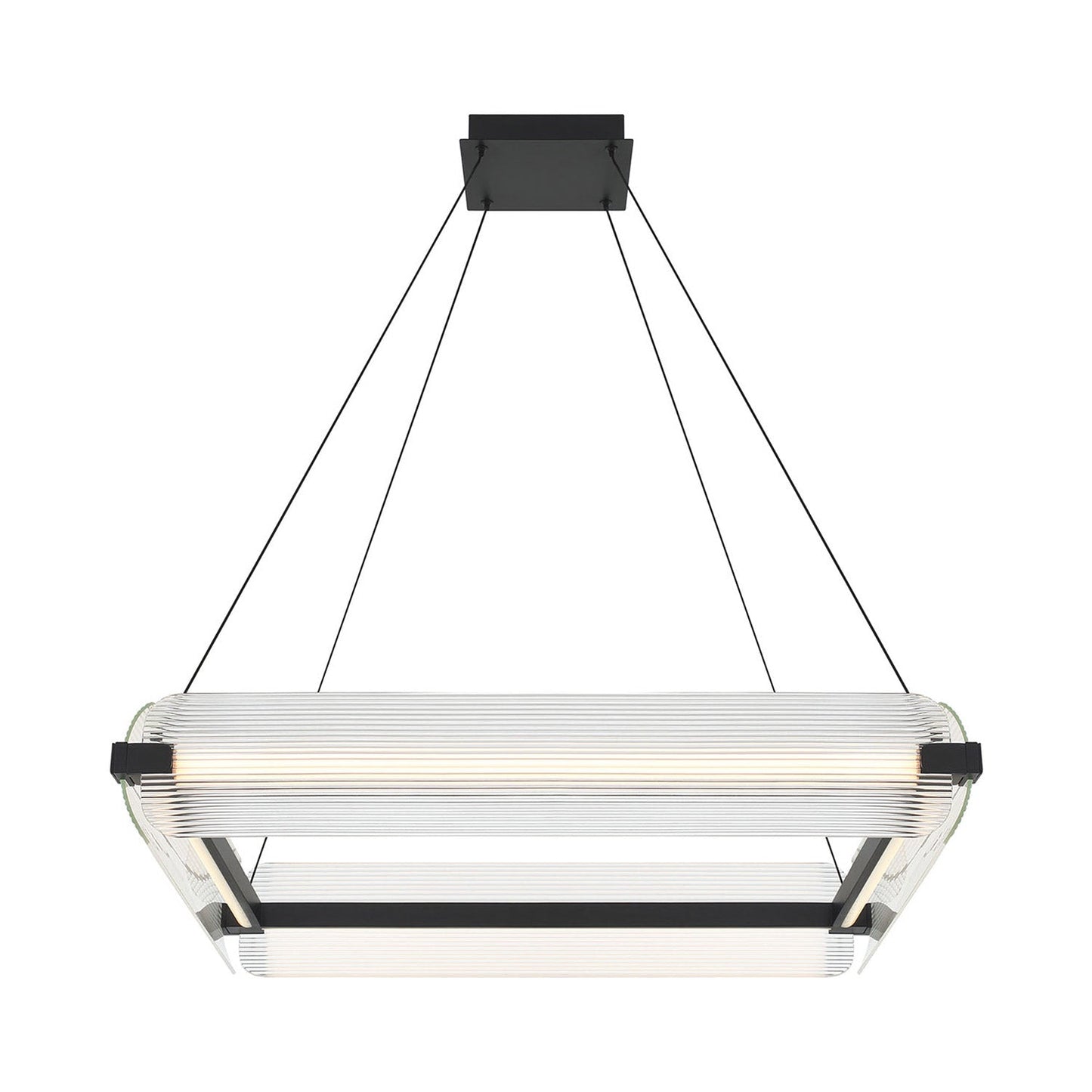 Neoness LED Chandelier in Matte Black/Clear Glass (4-Light).