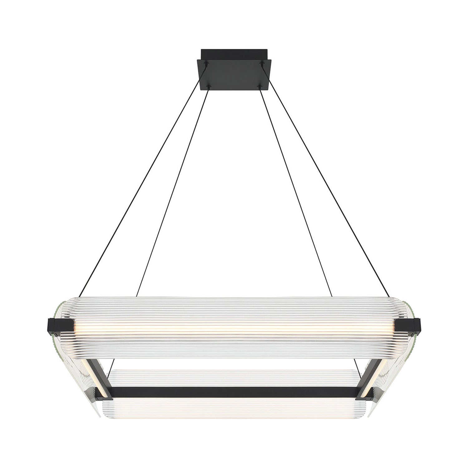 Neoness LED Chandelier in Matte Black/Clear Glass (4-Light).