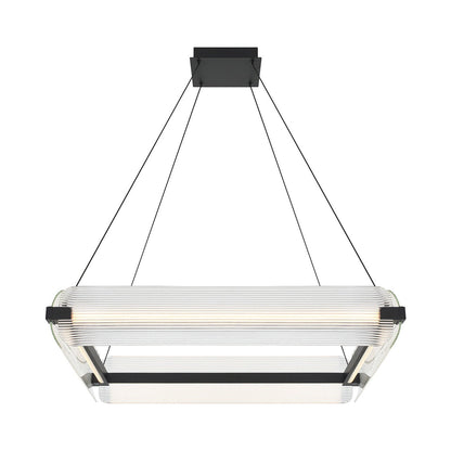 Neoness LED Chandelier in Matte Black/Clear Glass (4-Light).
