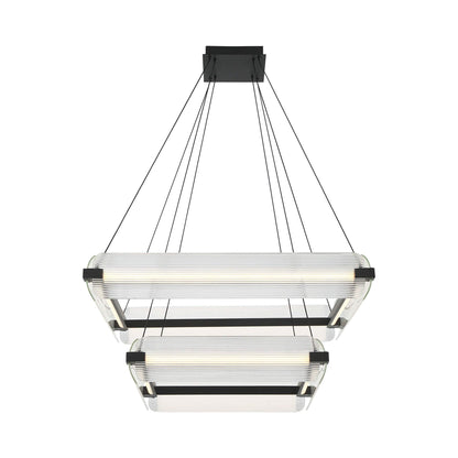 Neoness LED Chandelier in Matte Black/Clear Glass (8-Light).