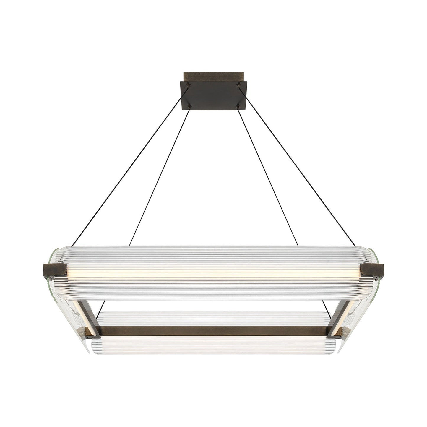 Neoness LED Chandelier in Weathered Brass/Clear Glass (4-Light).