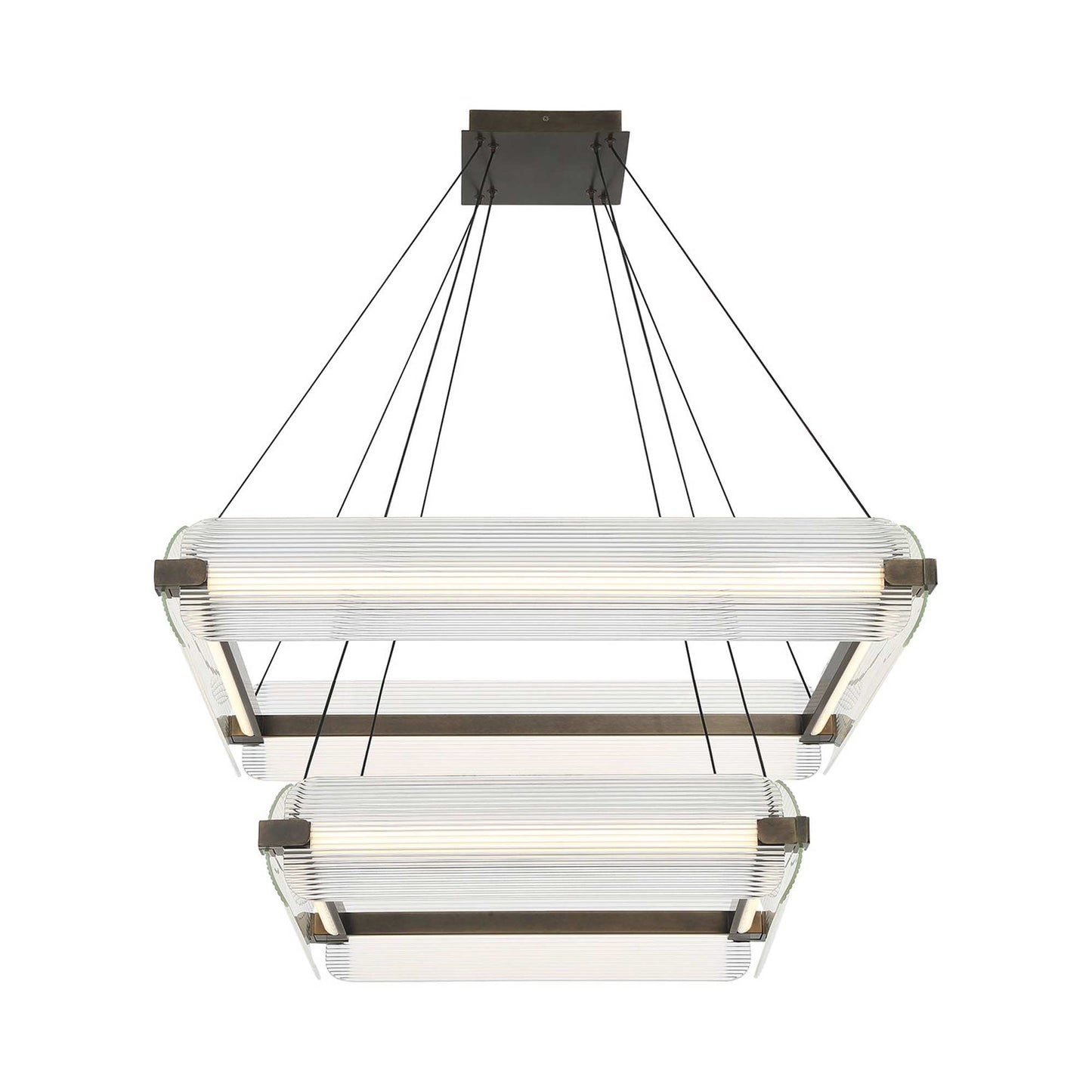 Neoness LED Chandelier in Weathered Brass/Clear Glass (8-Light).
