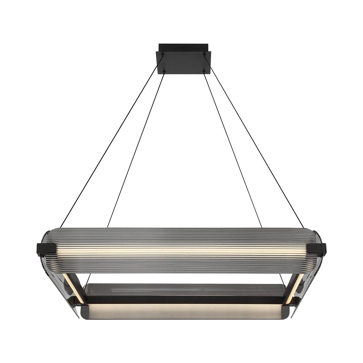 Neoness LED Chandelier in Matte Black/Smoked Glass (4-Light).