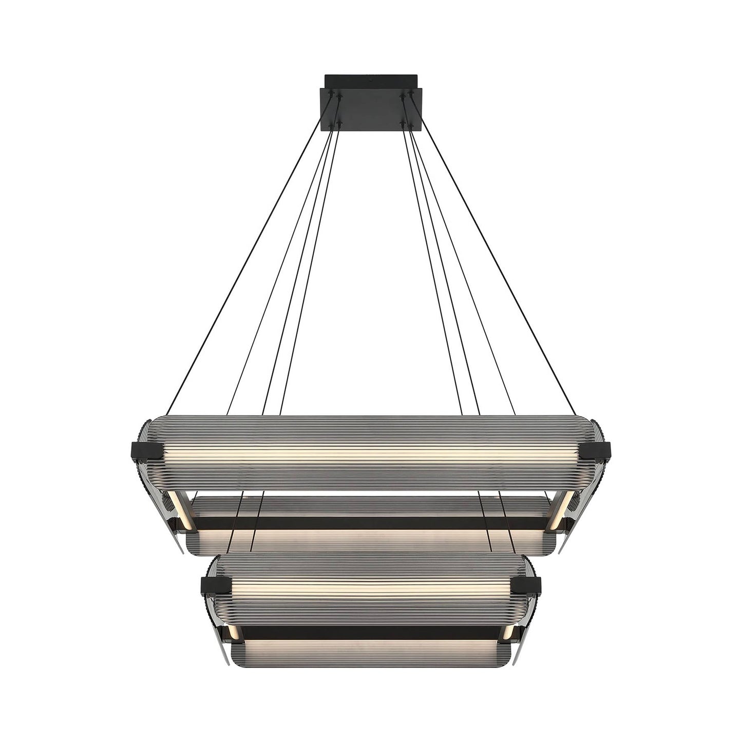 Neoness LED Chandelier in Matte Black/Smoked Glass (8-Light).