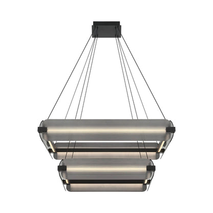 Neoness LED Chandelier in Matte Black/Smoked Glass (8-Light).