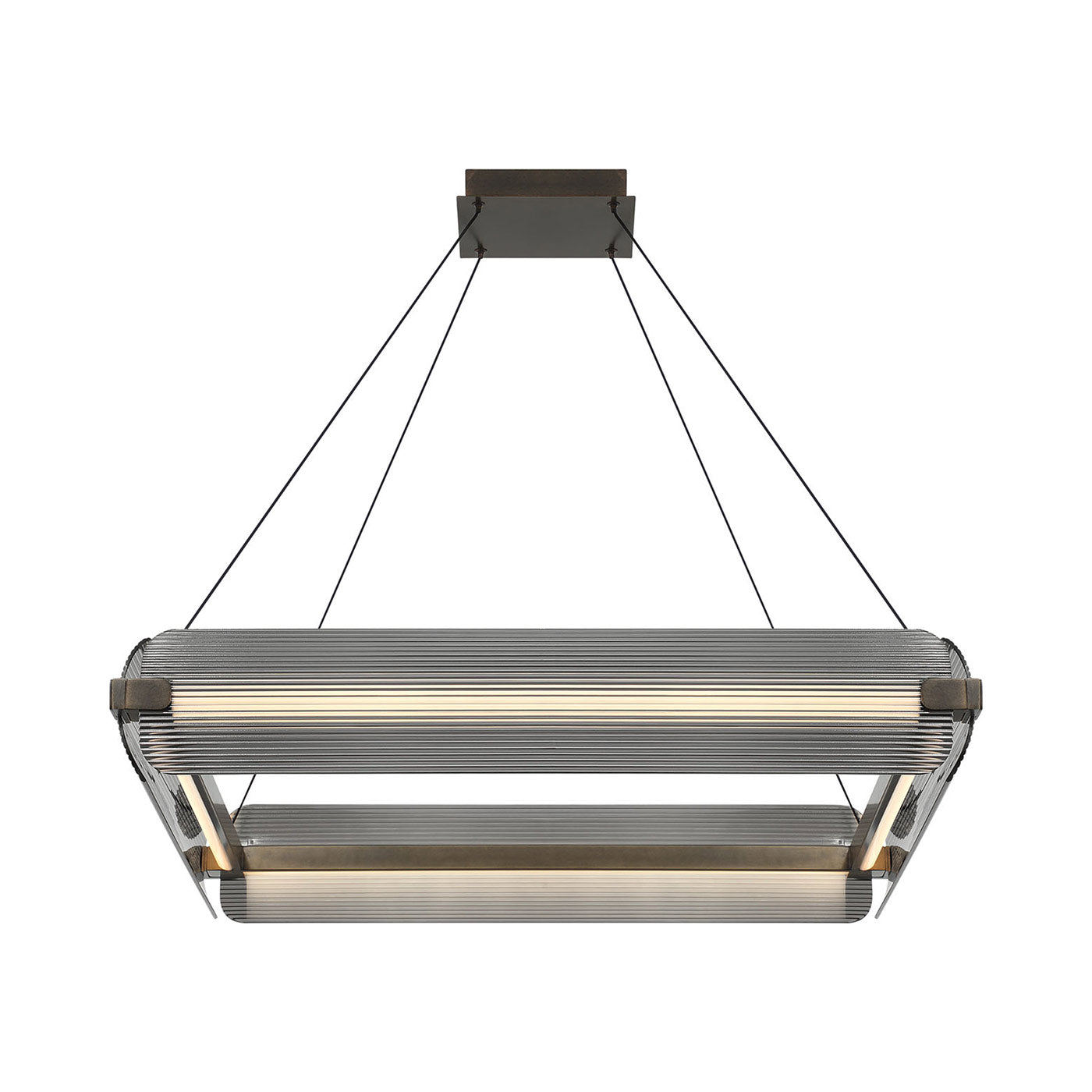 Neoness LED Chandelier in Weathered Brass/Smoked Glass (4-Light).
