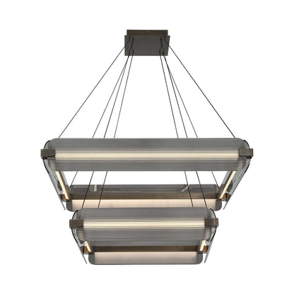 Neoness LED Chandelier in Weathered Brass/Smoked Glass (8-Light).