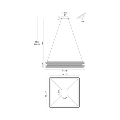 Neoness LED Chandelier - line drawing.