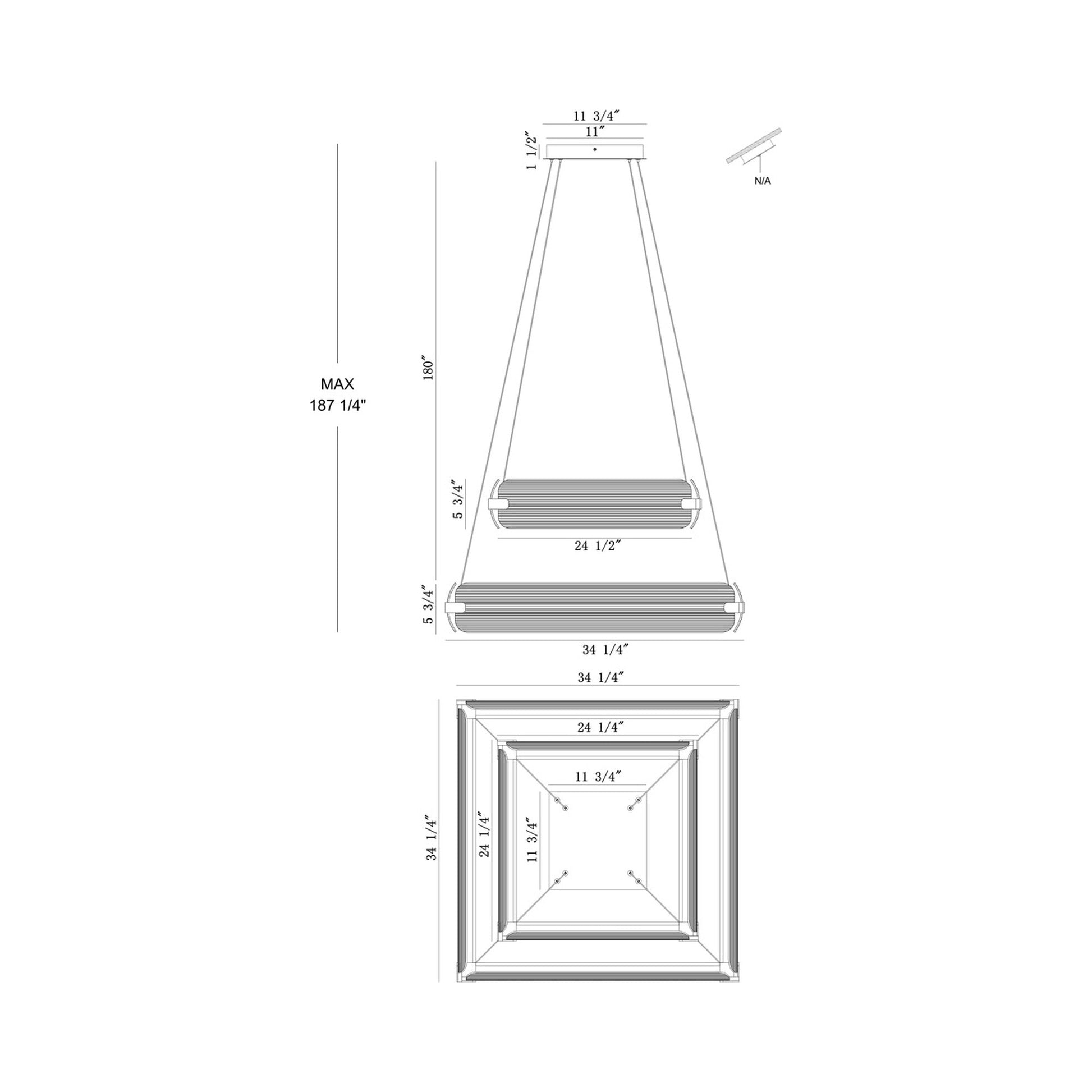 Neoness LED Chandelier - line drawing.