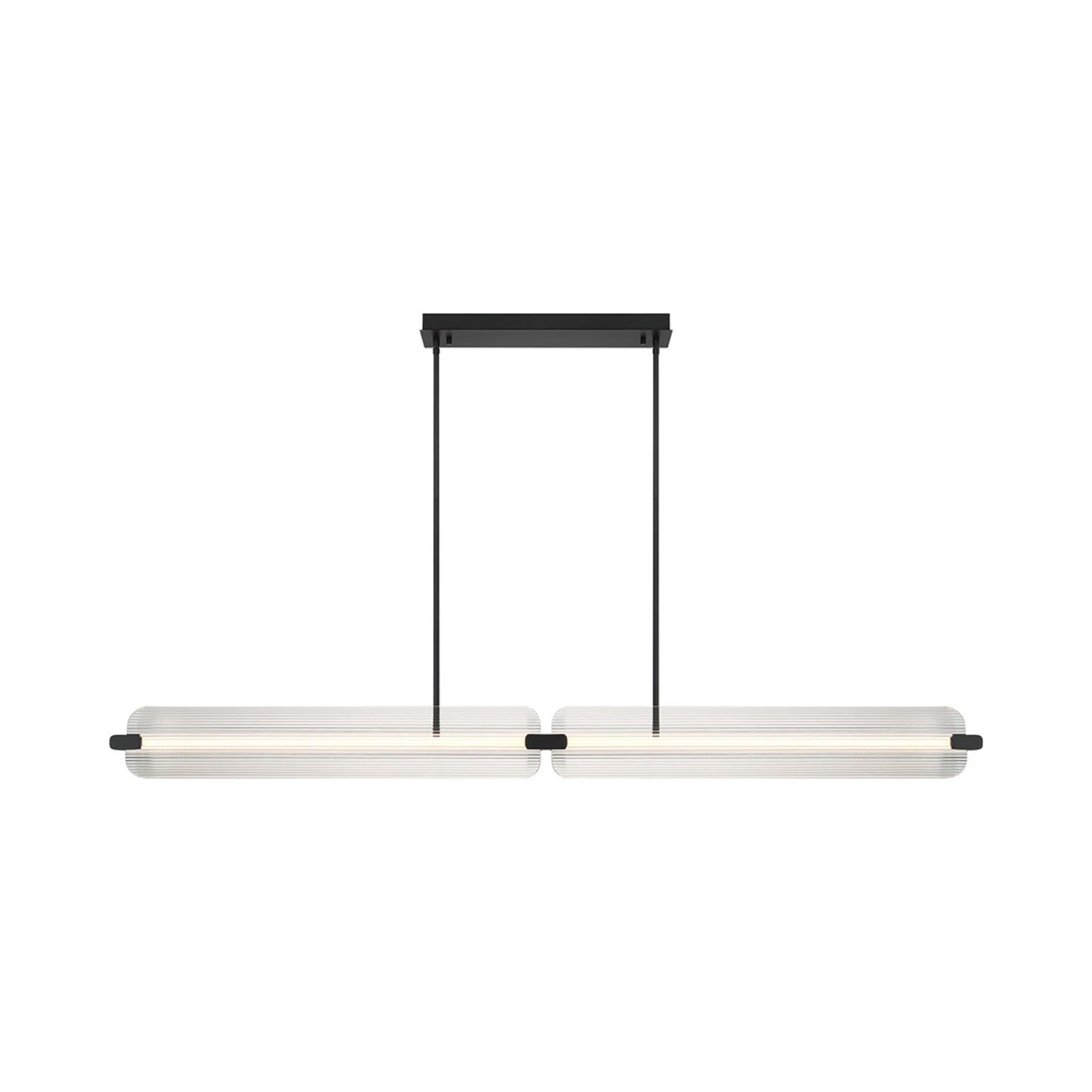 Neoness Linear LED Chandelier in Matte Black/Clear Glass.
