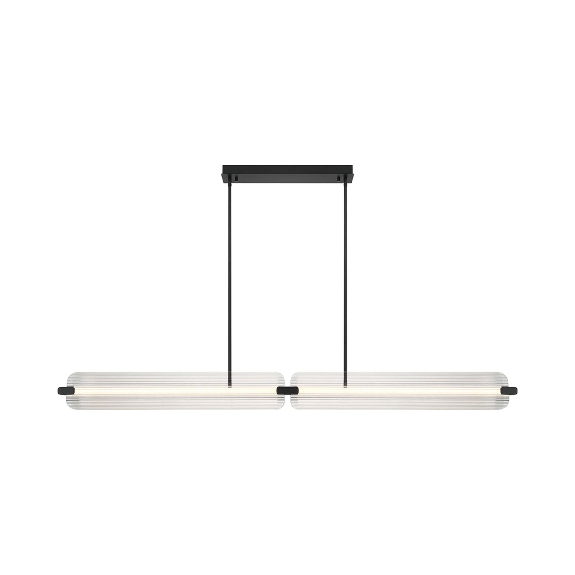 Neoness Linear LED Chandelier in Matte Black/Clear Glass.