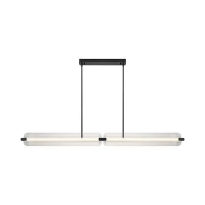 Neoness Linear LED Chandelier in Matte Black/Clear Glass.