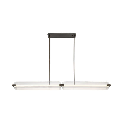 Neoness Linear LED Chandelier in Weathered Brass/Clear Glass.