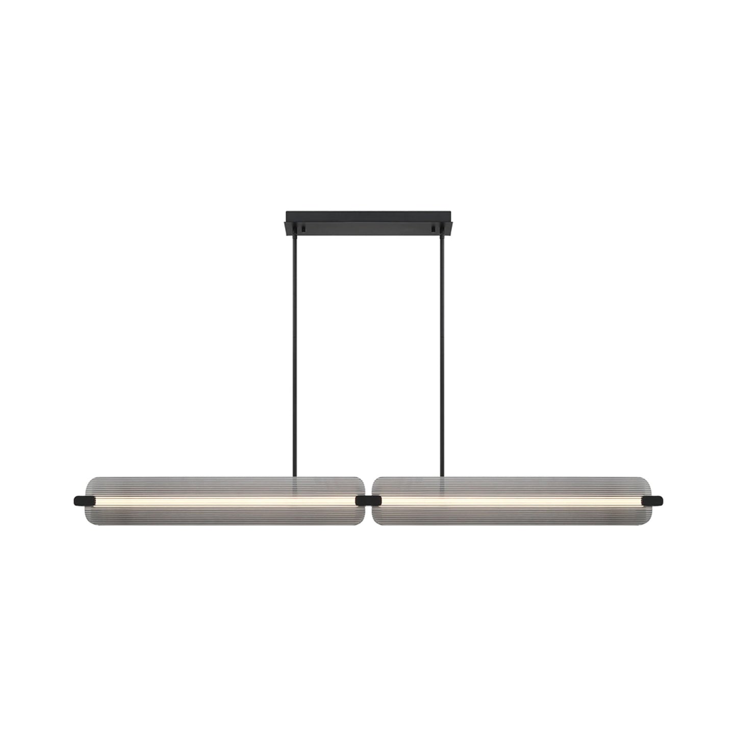 Neoness Linear LED Chandelier in Matte Black/Smoked Glass.