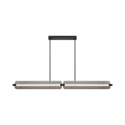 Neoness Linear LED Chandelier in Matte Black/Smoked Glass.