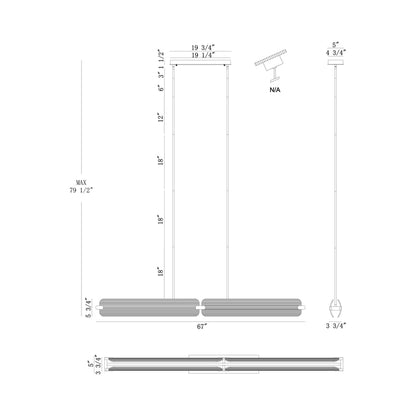 Neoness Linear LED Chandelier - line drawing.