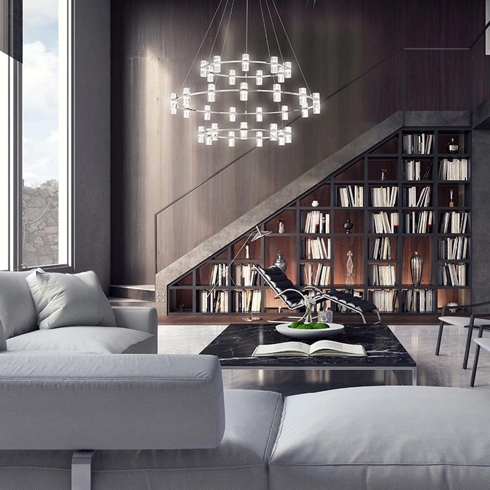 Netto LED Multi Tier Chandelier in living room.