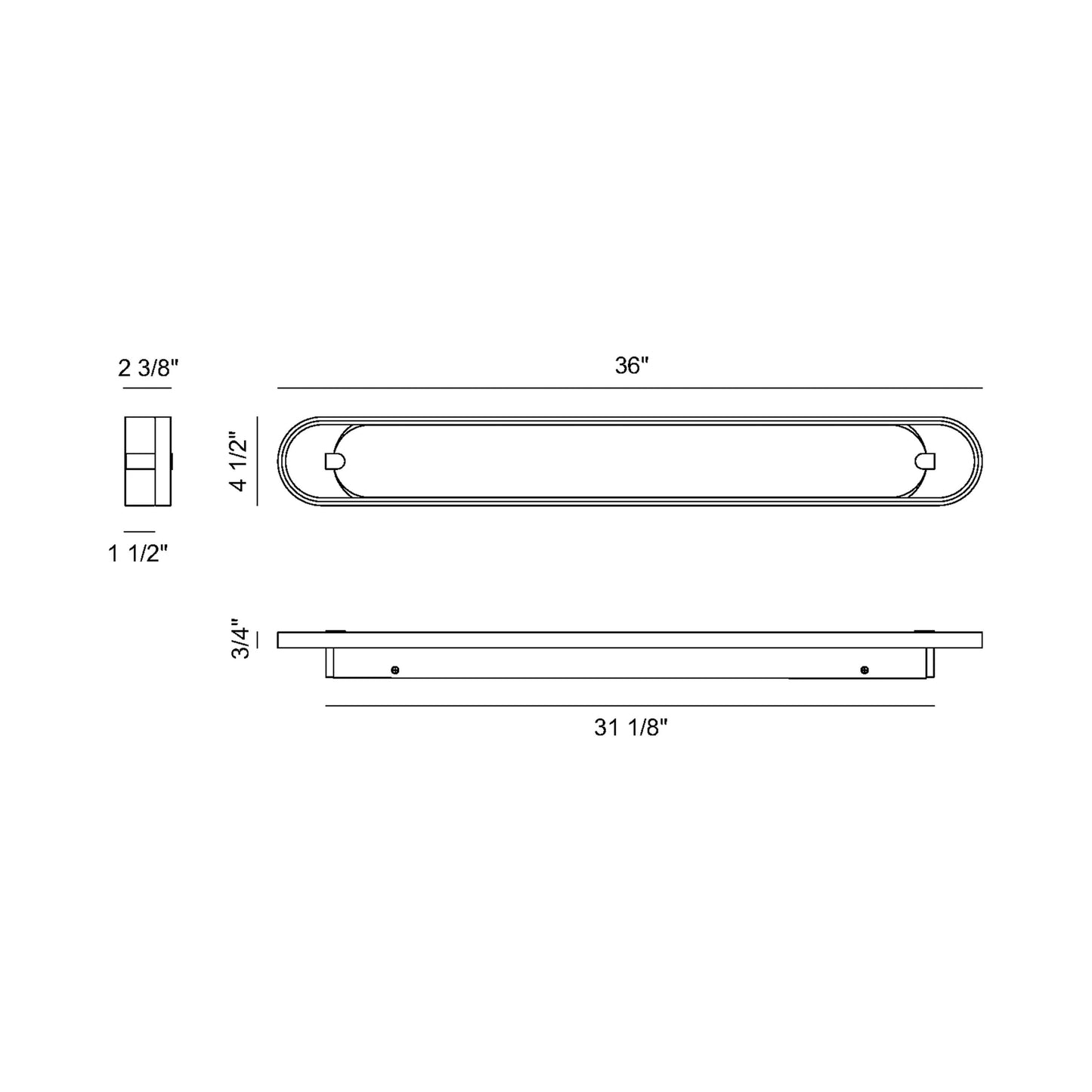 Noga LED Bath Vanity Light - line drawing.