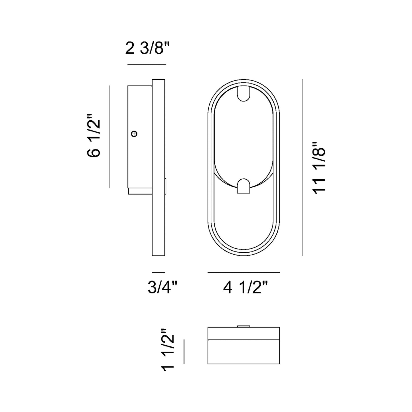 Noga LED Wall Light - line drawing.