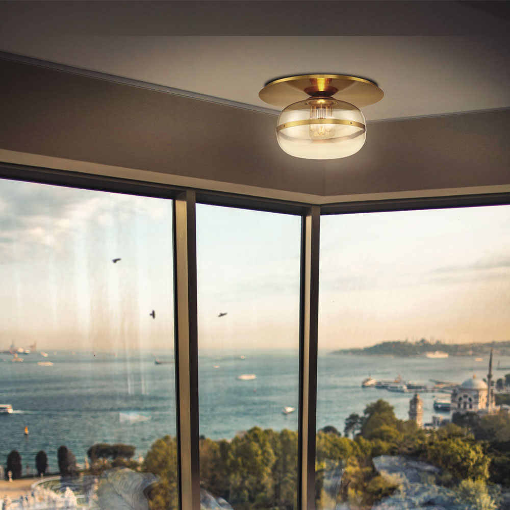 Nottingham Flush Mount Ceiling Light in bedroom.