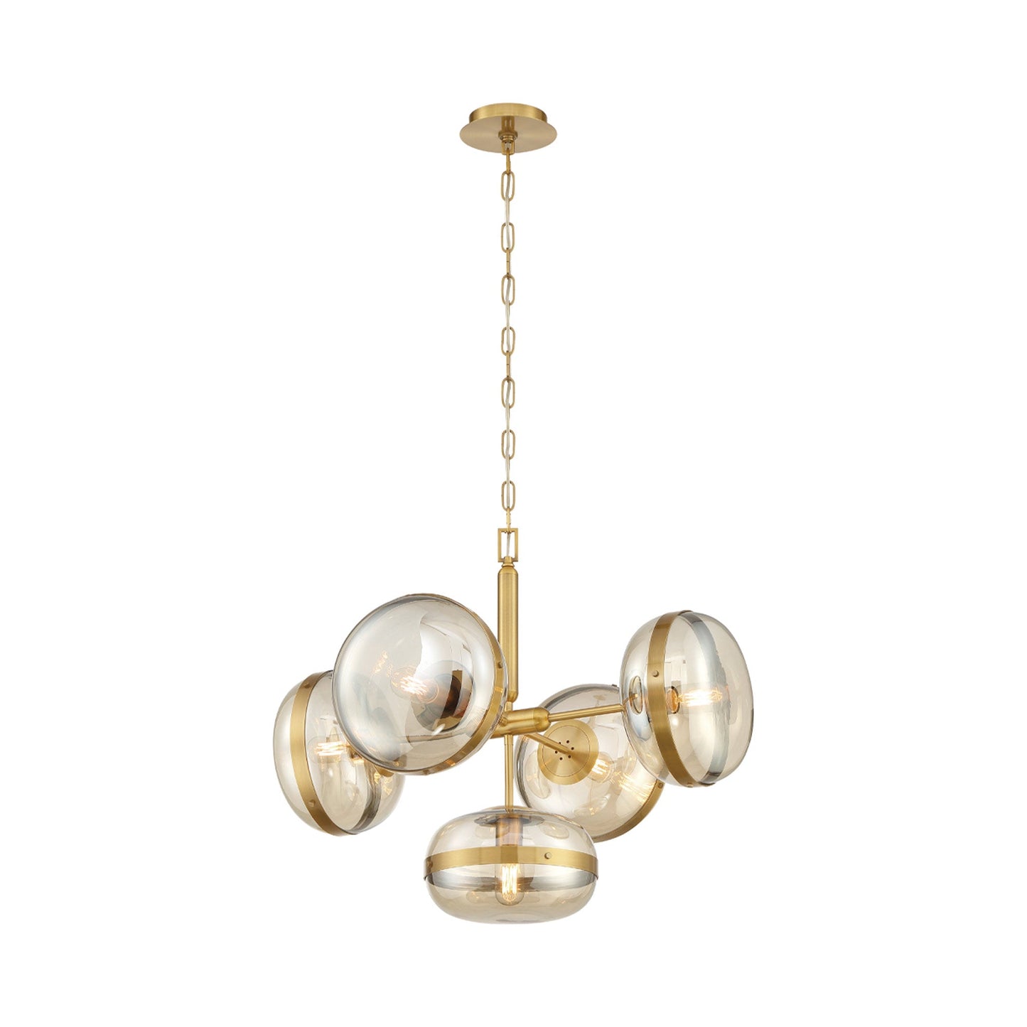 Nottingham Multi-Light Pendant Light in Antique Brass.