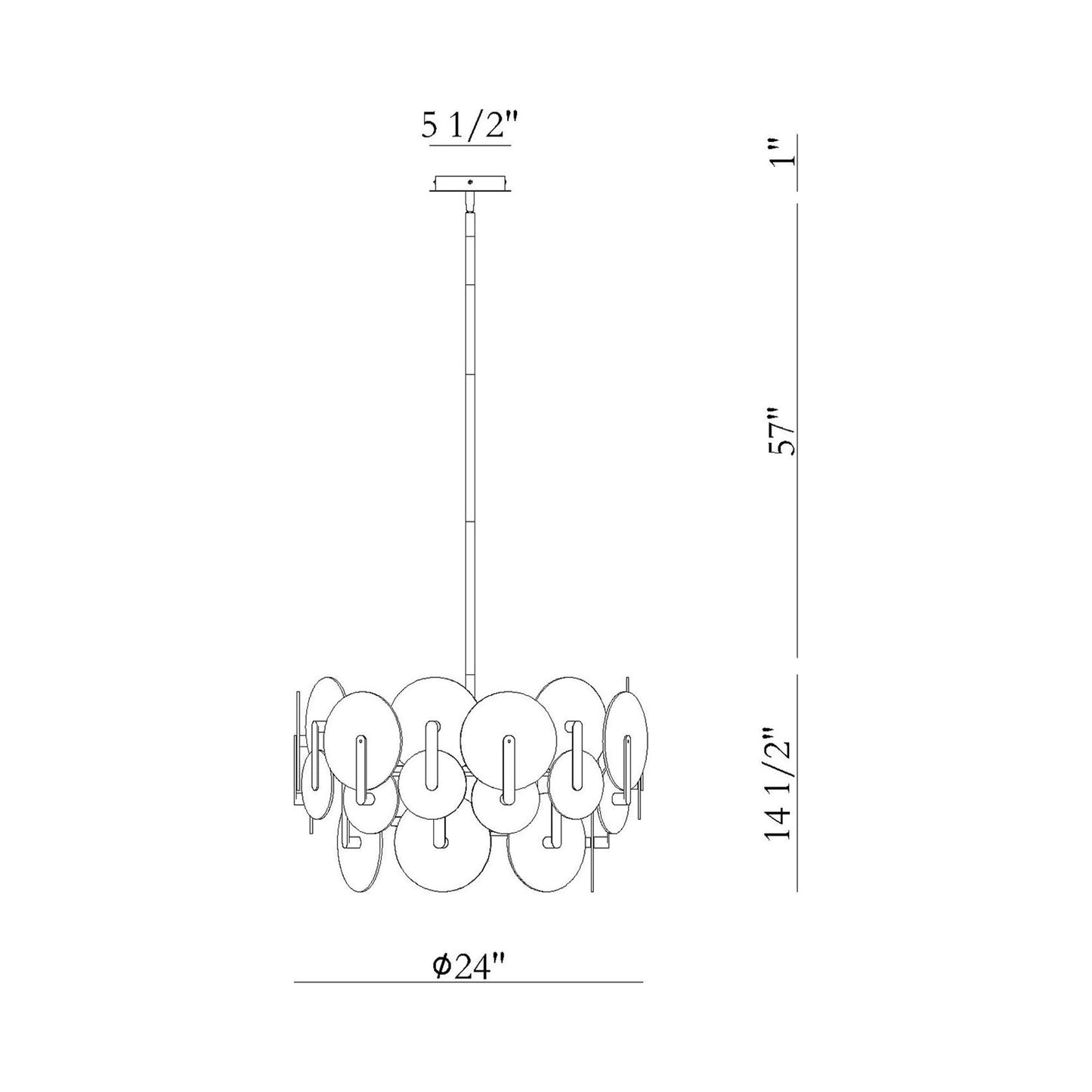 Nuvola LED Chandelier - line drawing.
