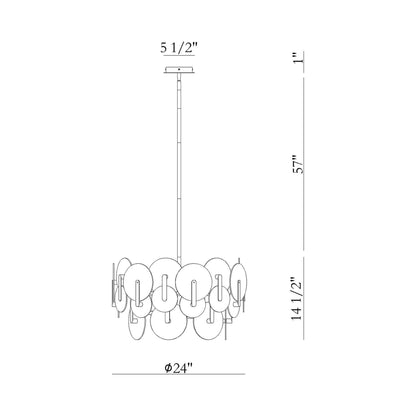 Nuvola LED Chandelier - line drawing.