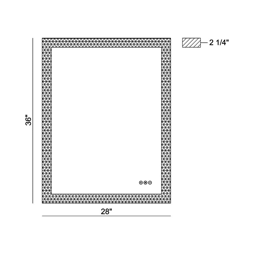 Odessa Rectangle LED Wall Mirror - line drawing.