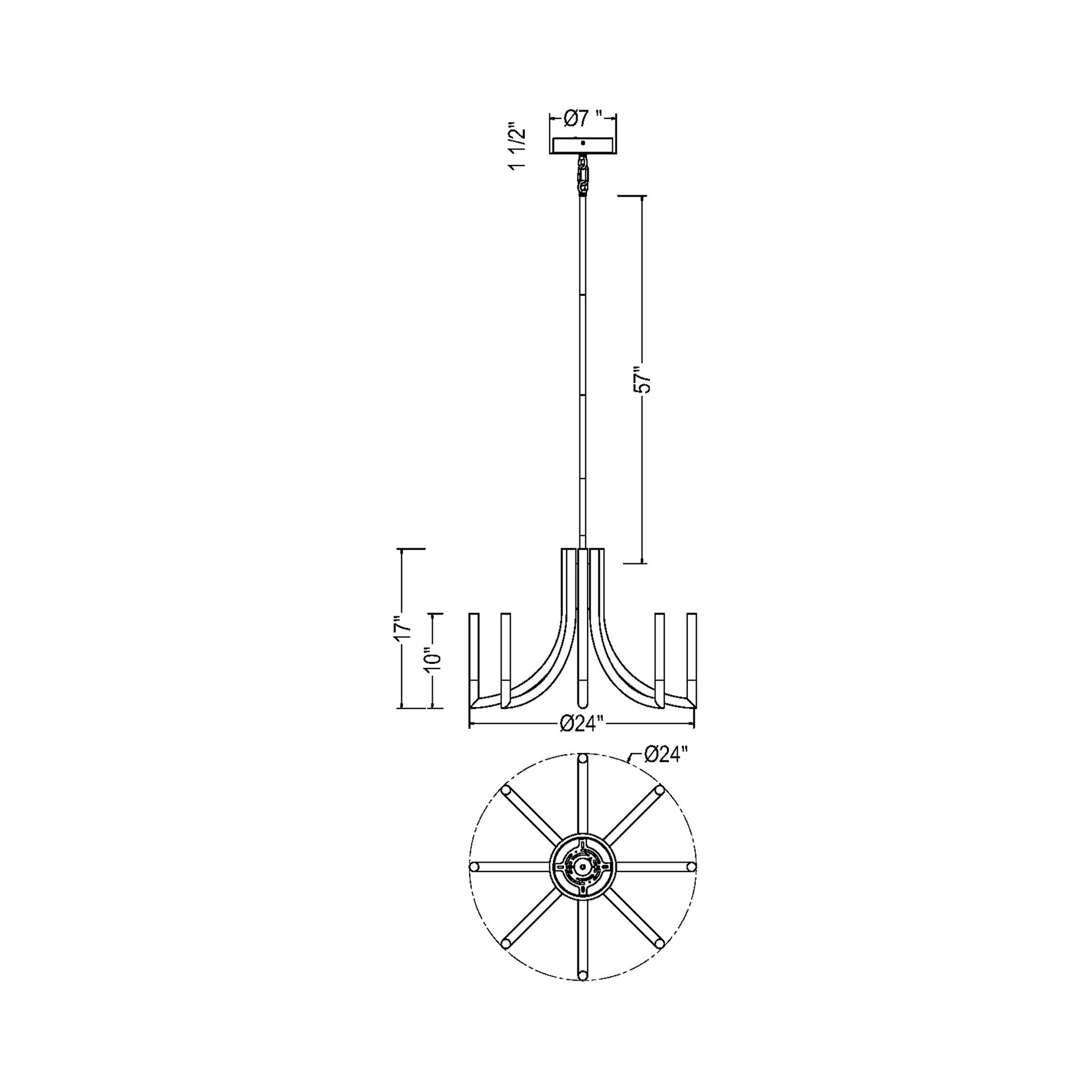 Olette LED Chandelier - line drawing.