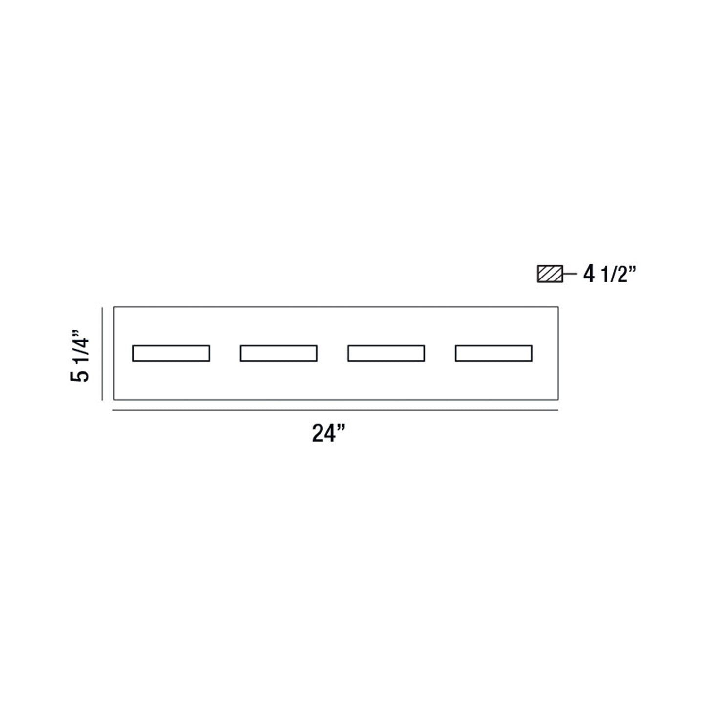 Olson LED Bath Vanity Light - line drawing.