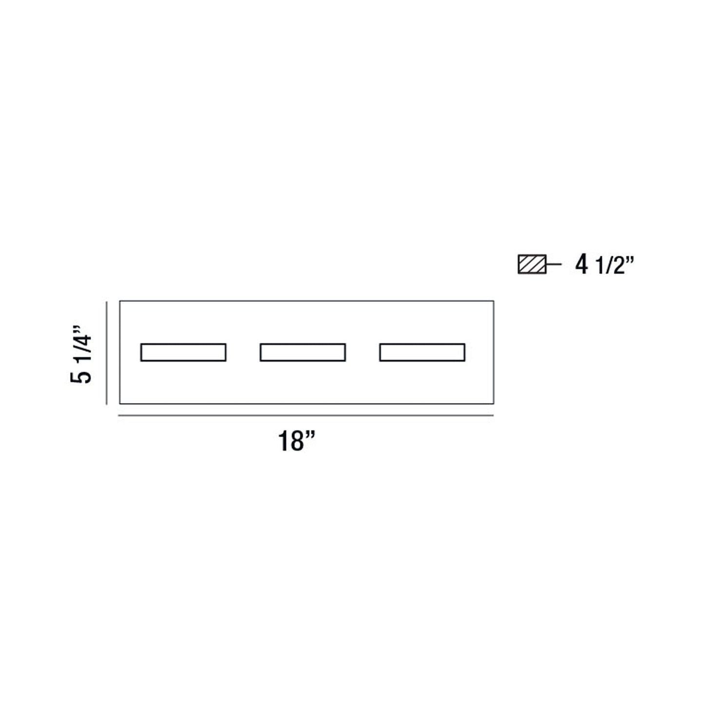 Olson LED Bath Vanity Light - line drawing.