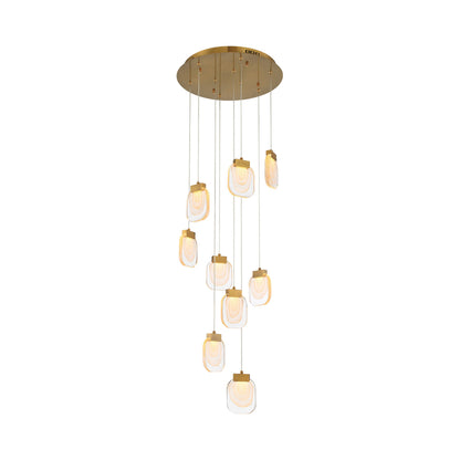 Paget LED Chandelier in Matte Gold (9-Light).