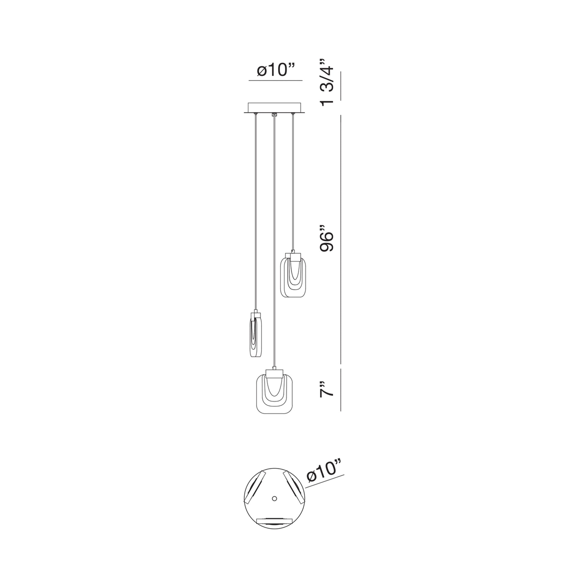 Paget LED Chandelier - line drawing.