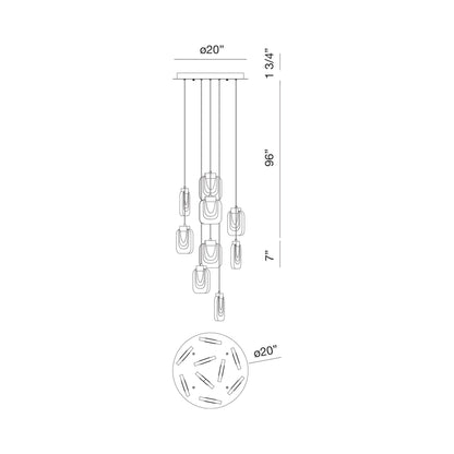 Paget LED Chandelier - line drawing.