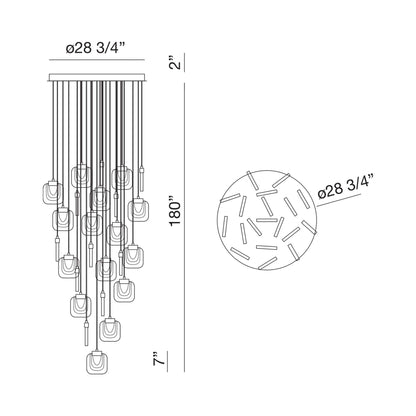 Paget LED Chandelier - line drawing.