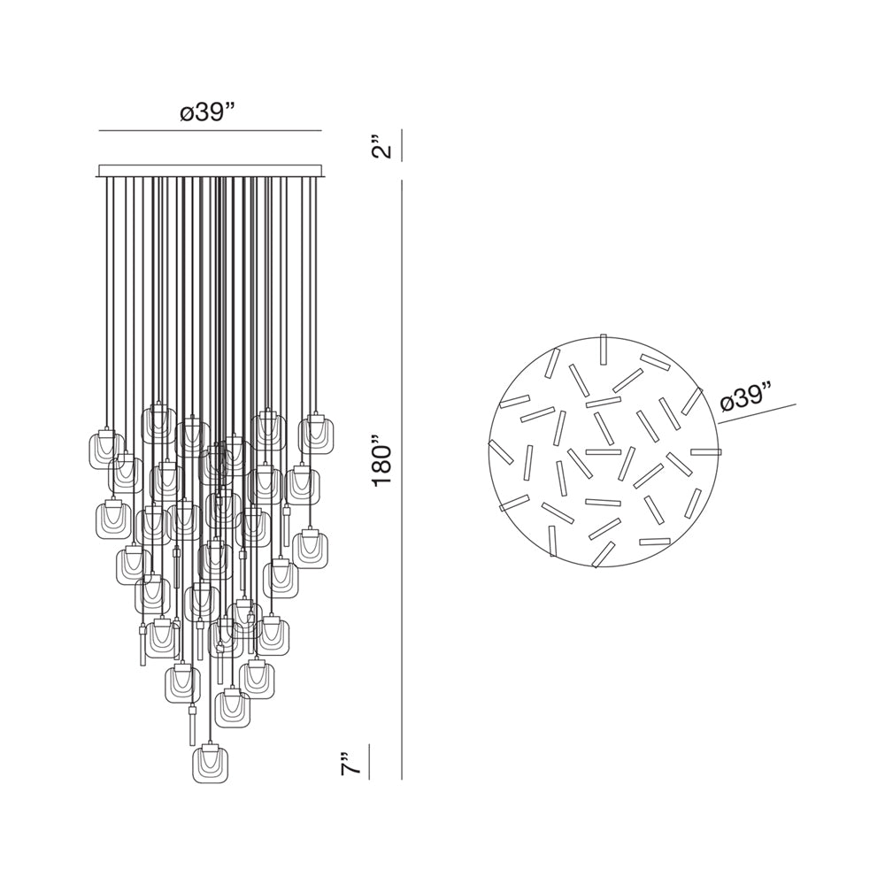 Paget LED Chandelier - line drawing.