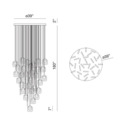 Paget LED Chandelier - line drawing.